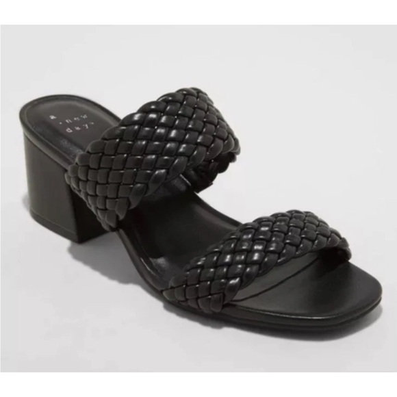 A New Day Black Braided/Woven Block Heels- Size 9.5 - Picture 1 of 11